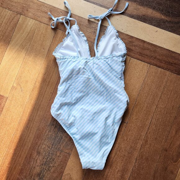 Shade & Shore Blue/White Striped One-Piece Bathing Suit Size XS (0-2) - Picture 9 of 14